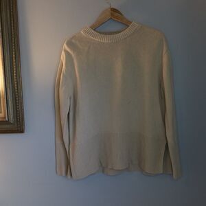 Gap Sweater Womens M Crew Neck Long Sleeve Side Slits Collarless 90s Boho cream